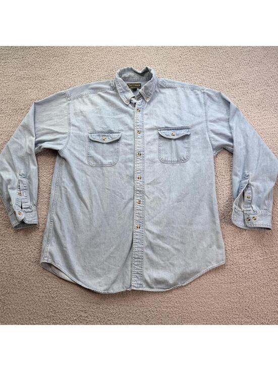 croft & barrow Other - Vintage Croft & Barrow Light Wash Denim Button Up Shirt XXL Workwear Dadcore Y2K